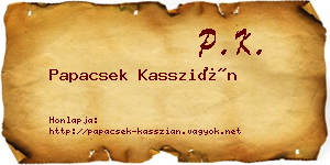 Papacsek Kasszián névjegykártya